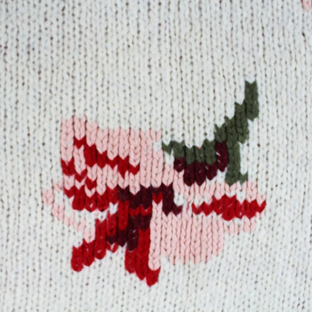 Twinset Simona Barbieri Poncho Floral Intarsia Knit Tie Sides Fringe Pullover - Picture 5 of 12
